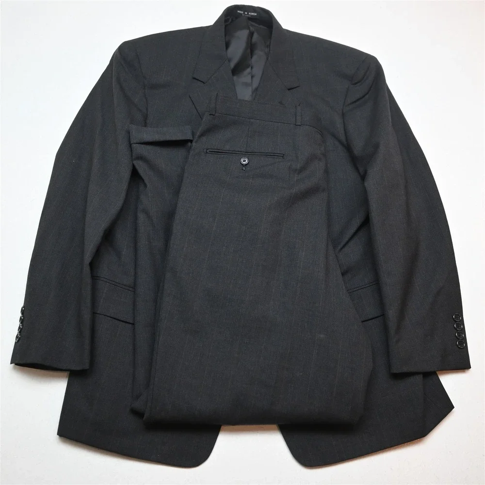 Gerald Austin 43R 36x32 Gray Glenn Check 100% Wool Mens Jacket Pants Suit